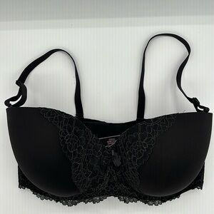 VICTORIA'S SECRET Black Bra Satin/Lace Dream Angels 32DDD - Sexy Hot!